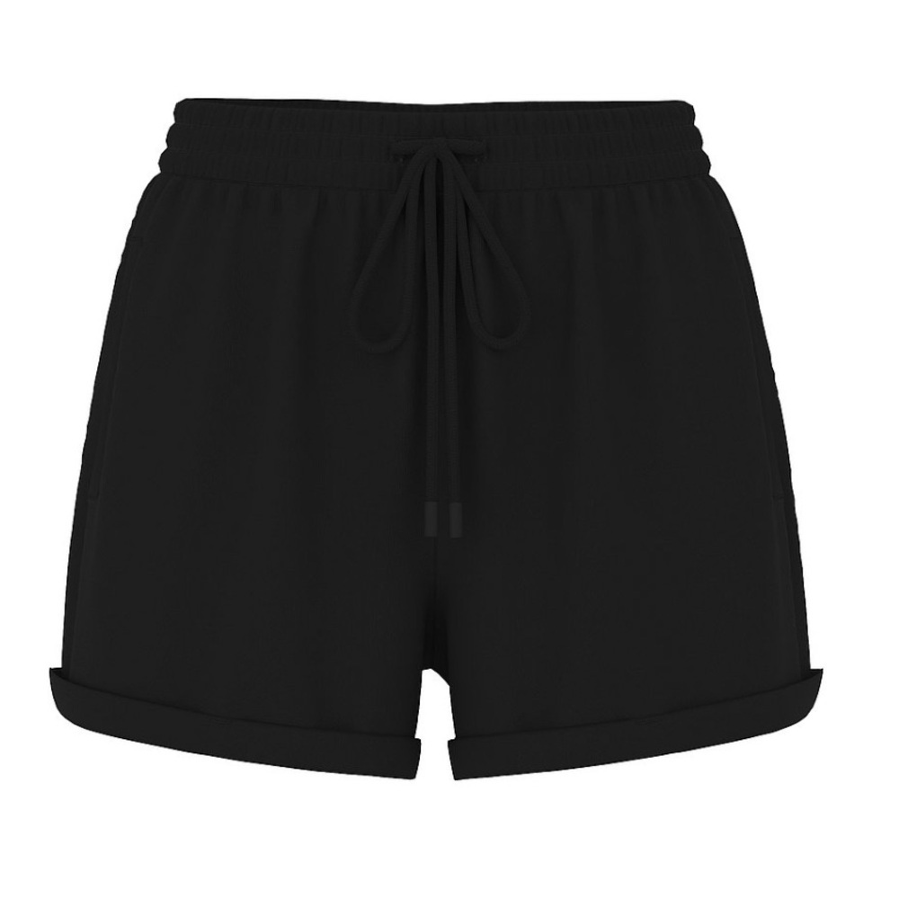 PINK Relaxed-Fit Fleece Black Shorts Women Size Medium